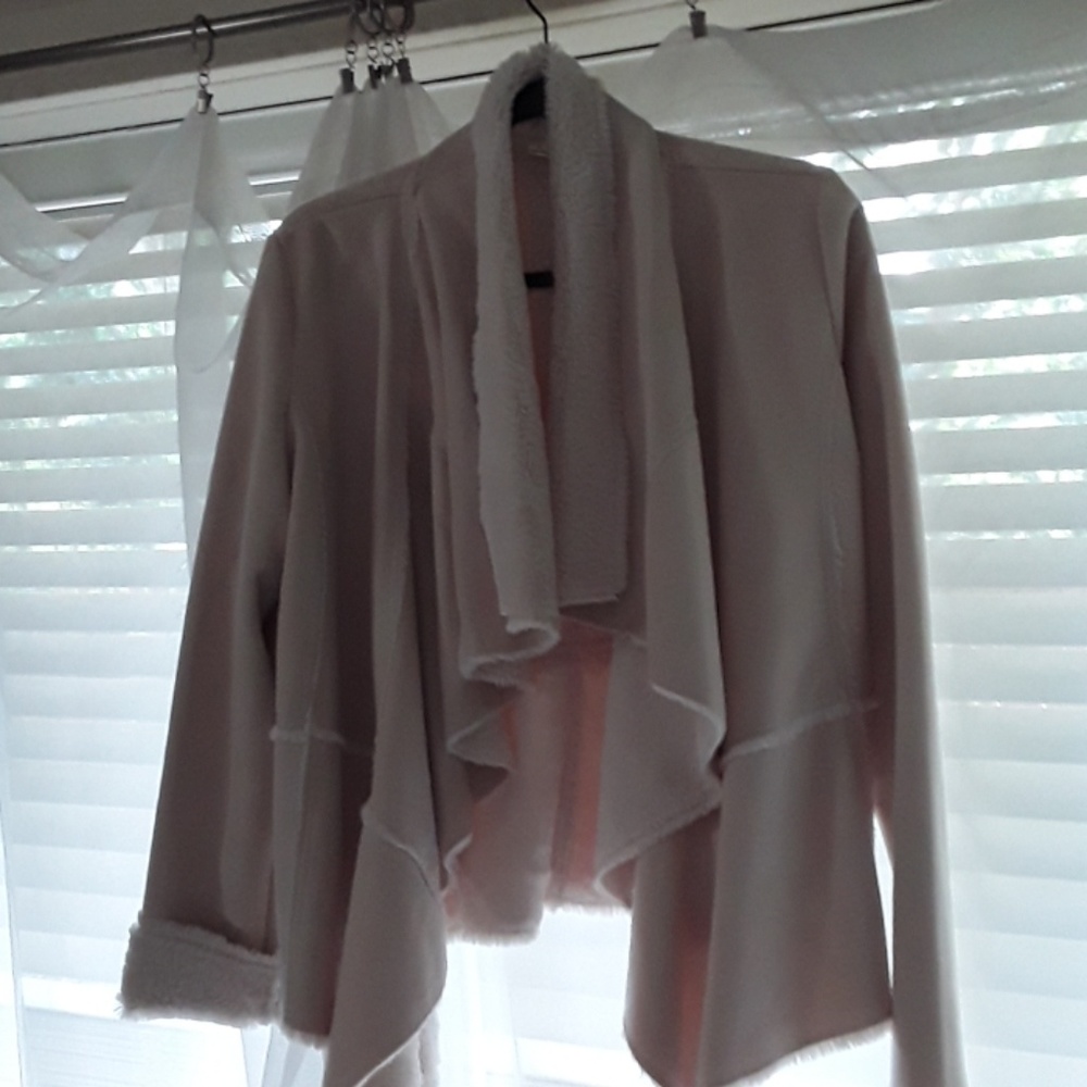Ivory, faux suede and fleece jacket